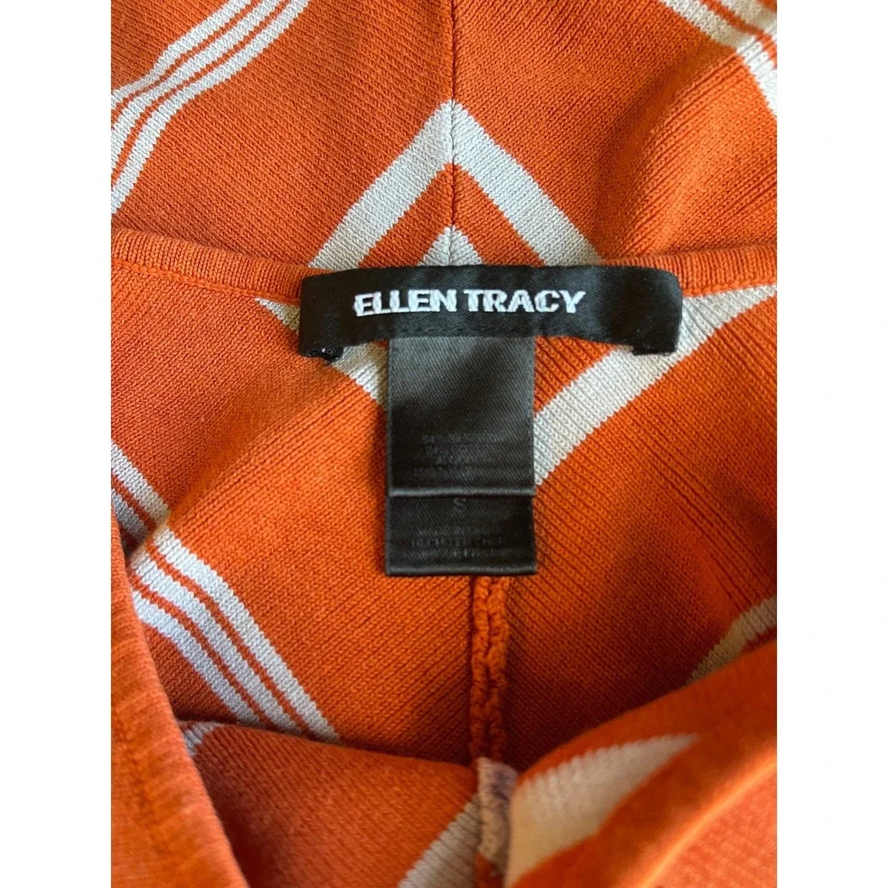 Ellen Tracy Orange White Striped Sleeveless Top Women's Size S - Picture 3 of 3
